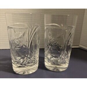 RARE Vintage VEGA American Cut Lead Crystal Glasses Set of 2: Rose & Cathedral